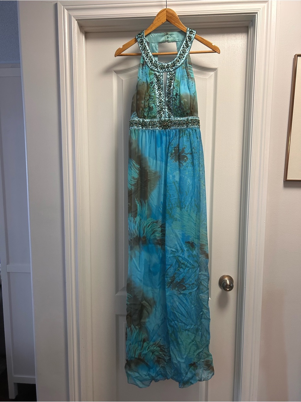 JS Collections Light Blue Beaded Dress